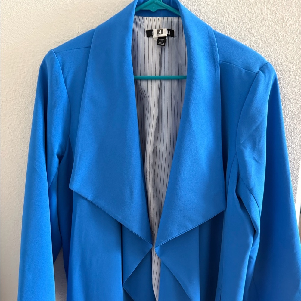 Women's Blue Open Front Jacket - Picture 3 of 13